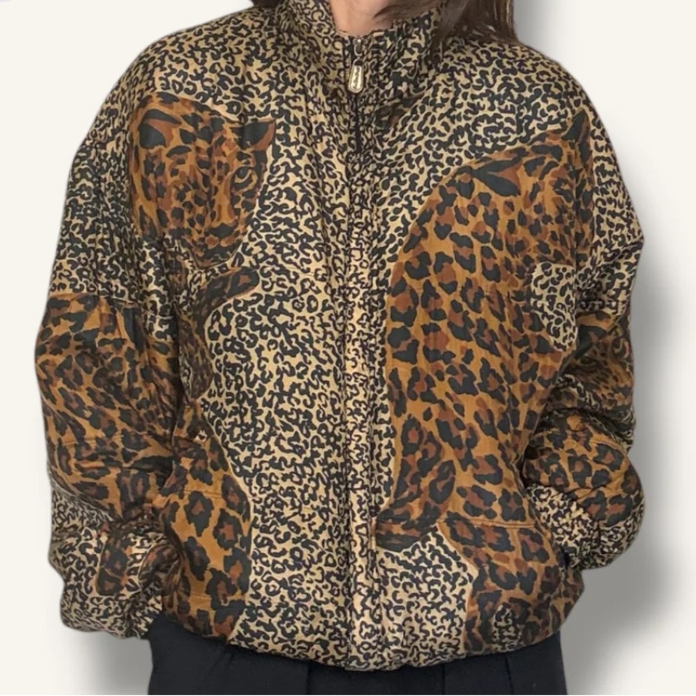 Vintage Silk Leopard Print Women's Bomber Jacket